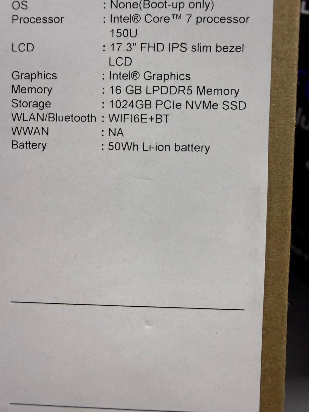 Laptop Acer Aspire 17.3, Intel Core 7 150U, 16Gb, 1Tb
